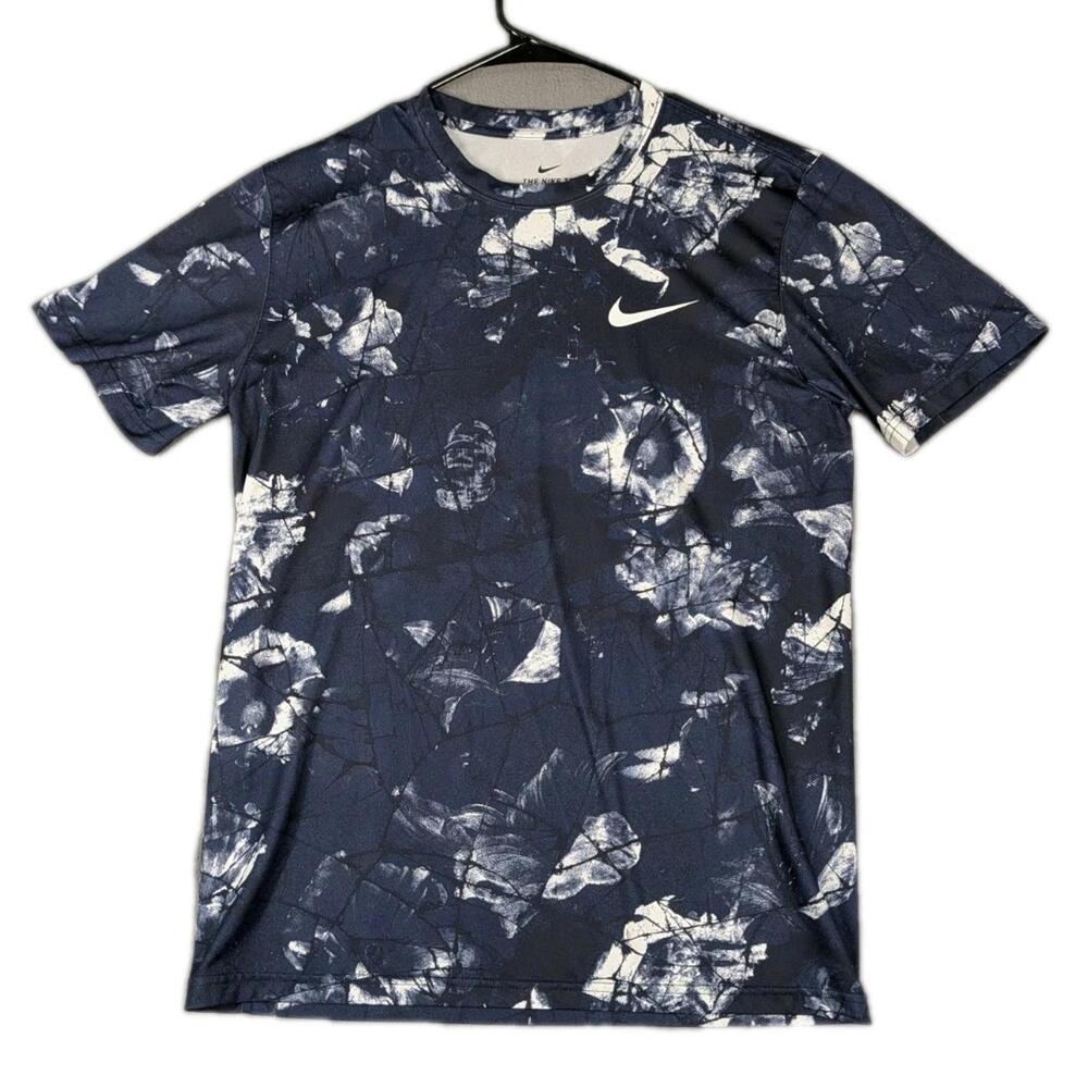 Nike Men’s Short Sleeve Tee - Navy Blue with White Floral Print